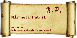 Németi Patrik névjegykártya